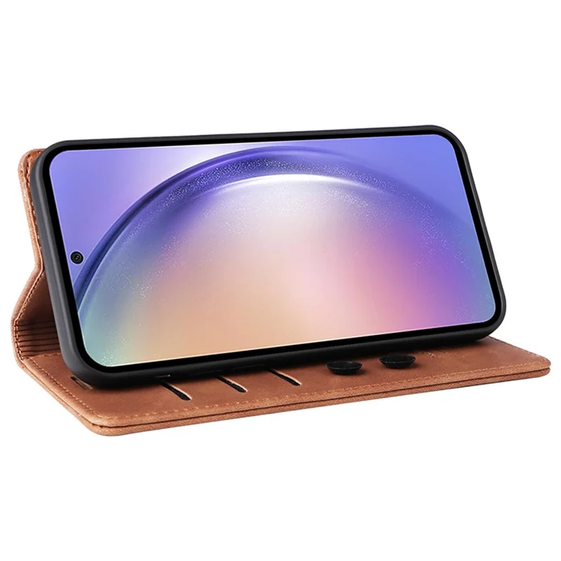 006 Series For Samsung Galaxy A54 5G Case Leather Wallet Phone Cover with Sucker Closure - Brown