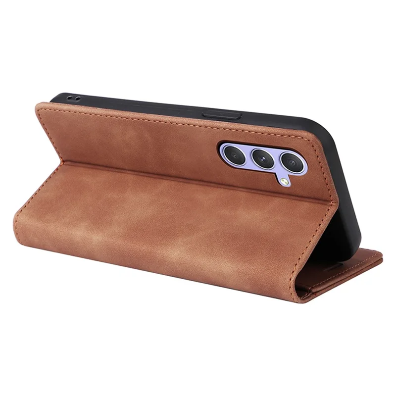 006 Series For Samsung Galaxy A54 5G Case Leather Wallet Phone Cover with Sucker Closure - Brown