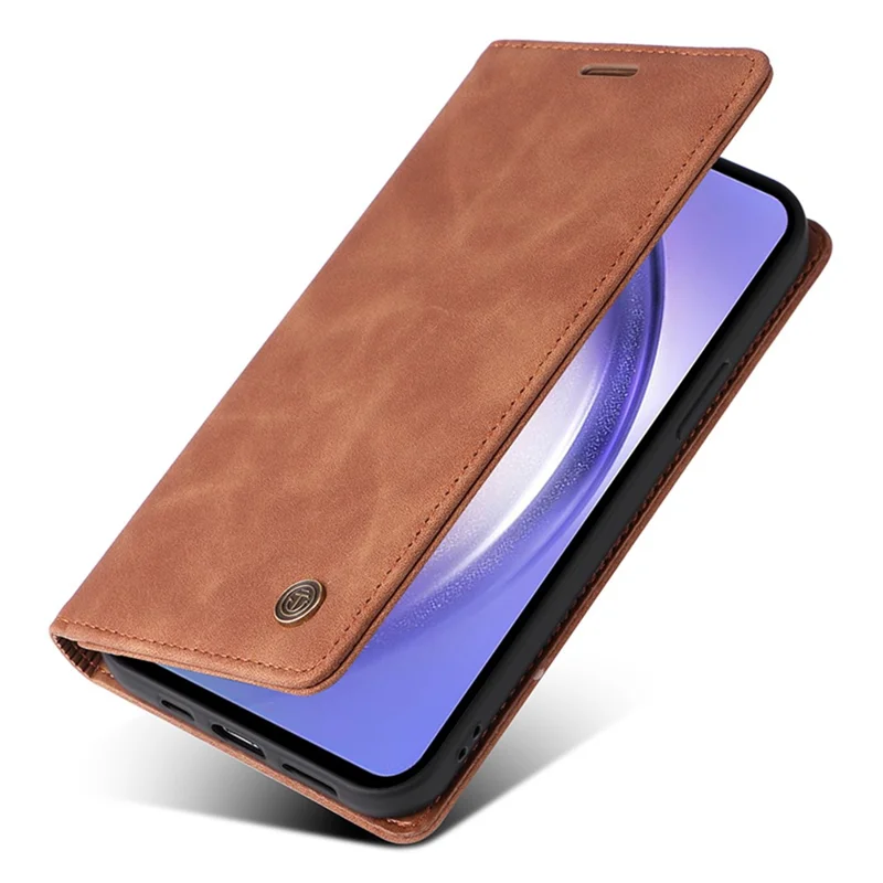 006 Series For Samsung Galaxy A54 5G Case Leather Wallet Phone Cover with Sucker Closure - Brown