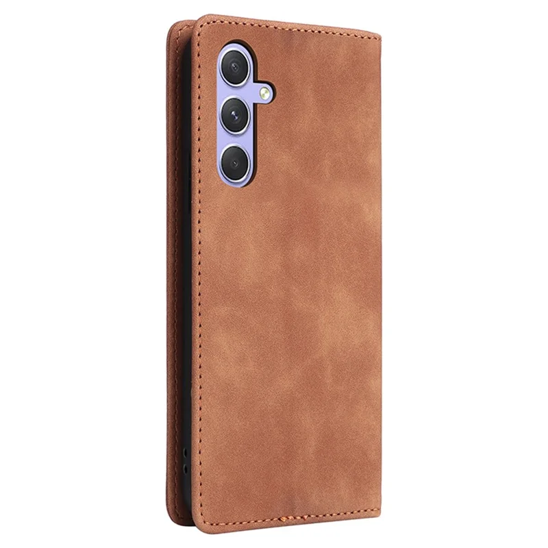 006 Series For Samsung Galaxy A54 5G Case Leather Wallet Phone Cover with Sucker Closure - Brown