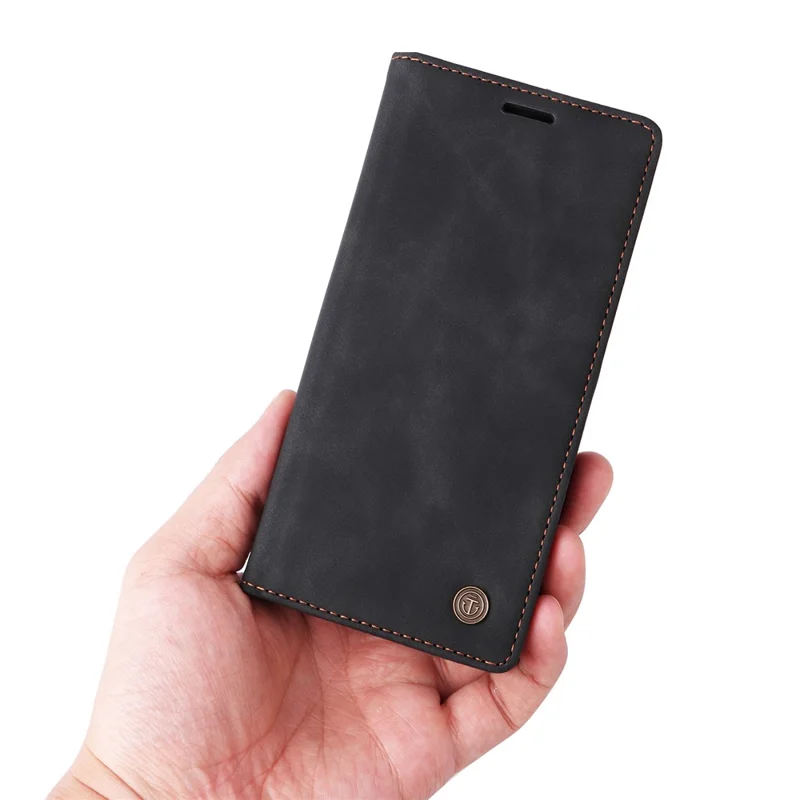 006 Series For Samsung Galaxy S23 FE Case Sucker Closure PU Leather Phone Stand Cover - Black