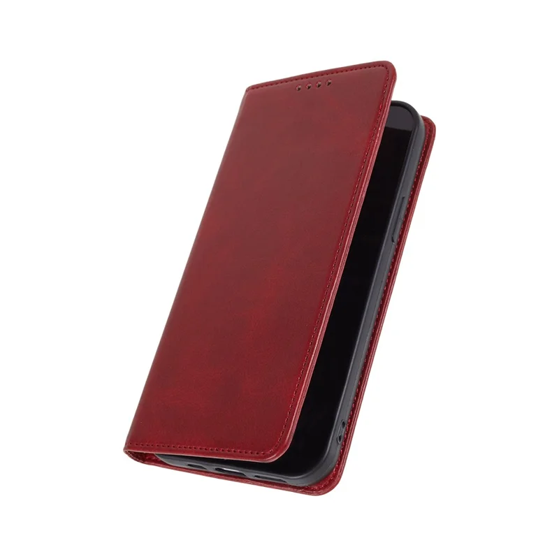 For Samsung Galaxy A15 5G Case Calf Texture Stand Wallet PU Leather Phone Cover - Red