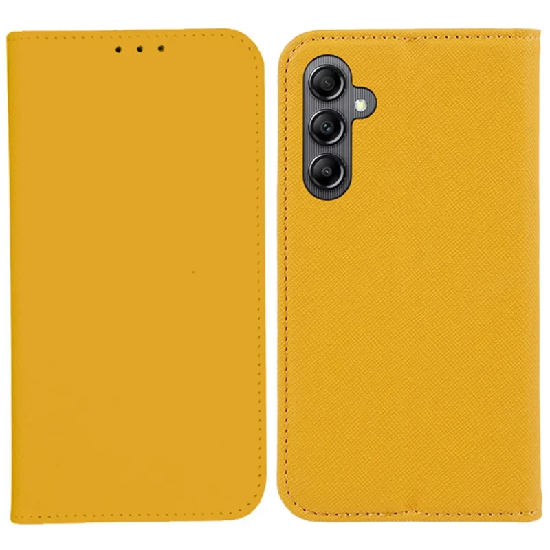 For Samsung Galaxy A15 4G Case Anti-Scratch Stand Phone Cover PU Leather Wallet - Yellow