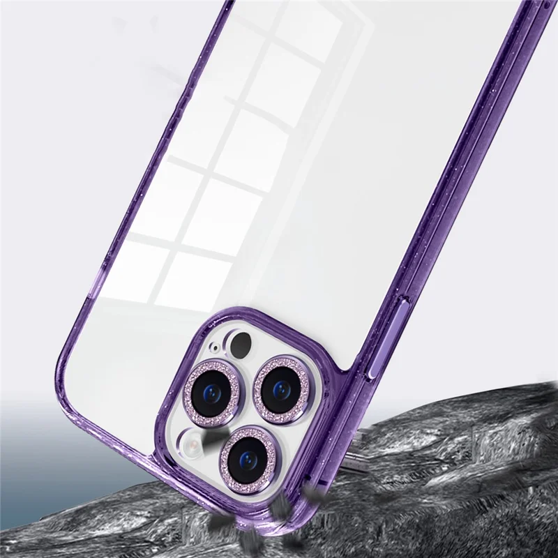 For iPhone 15 Pro Max Mobile Phone Case PC+TPU+Glass Phone Cover Shell - Black