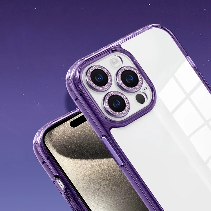 For iPhone 15 Pro Max Mobile Phone Case PC+TPU+Glass Phone Cover Shell - Black