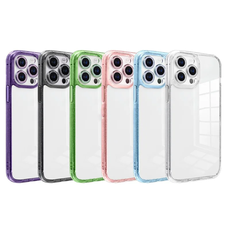 For iPhone 15 Pro Max Mobile Phone Case PC+TPU+Glass Phone Cover Shell - Black