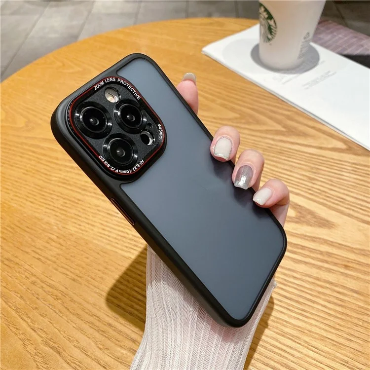 For iPhone 15 Pro Case Precise Cutout TPU+PC Anti-drop Mobile Phone Back Cover - Black