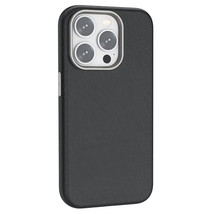Compatibile con MagSafe per iPhone 15 Pro Max Custodia in pelle PU + TPU anti-graffio Copertura posteriore del telefono cellulare - Nero