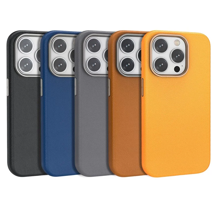 Compatibile con MagSafe per iPhone 15 Pro Max Custodia in pelle PU + TPU anti-graffio Copertura posteriore del telefono cellulare - Nero