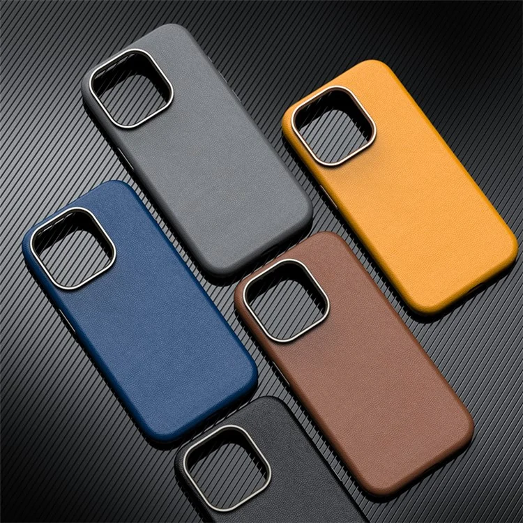 For iPhone 15 Pro Case Compatible with MagSafe Slim-Fit TPU + PU Leather Cell Phone Cover - Black