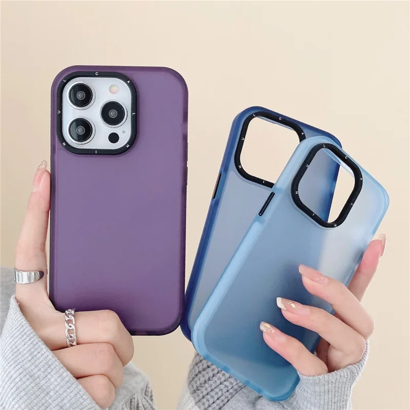 For iPhone 15 Pro Case Shockproof TPU+PC Hybrid Phone Back Cover - Dark Purple