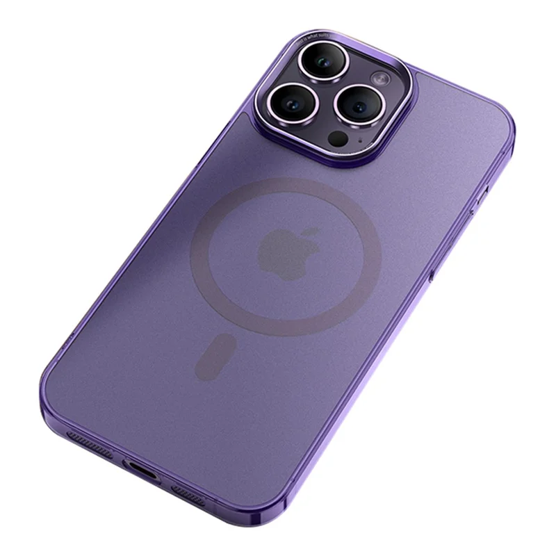 VOERO لجهاز iPhone 15 Pro Max غطاء هاتف متوافق مع Magsafe PC+زجاج مقسّى، غطاء مطفي - أرجواني