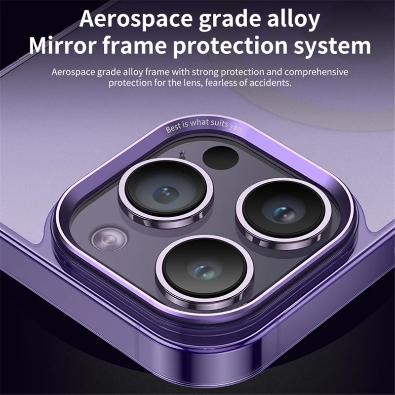 VOERO Obudowa na iPhone'a 14 Pro Kompatybilna z Magsafe, Antywstrząsowa PC+Matowe Szklane Pokrowiec - Fioletowy
