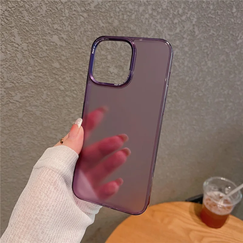 VOERO For iPhone 15 Pro Max Matte Cover PC+Tempered Glass Anti-Slip Phone Case - Transparent