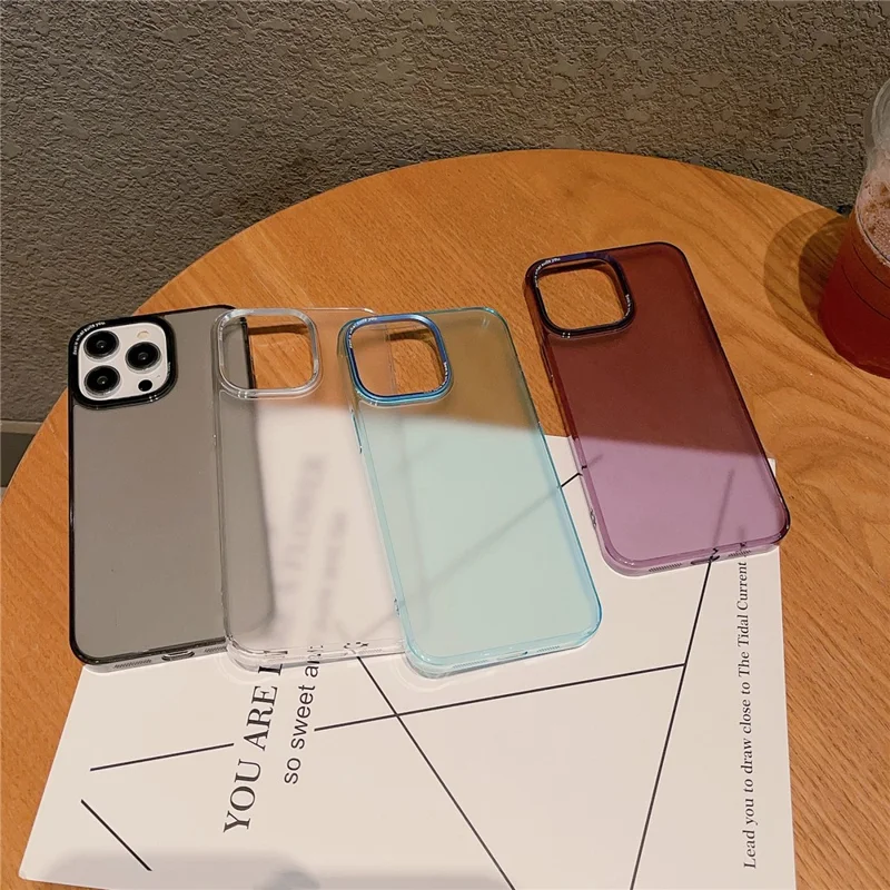 VOERO For iPhone 15 Pro Max Matte Cover PC+Tempered Glass Anti-Slip Phone Case - Transparent