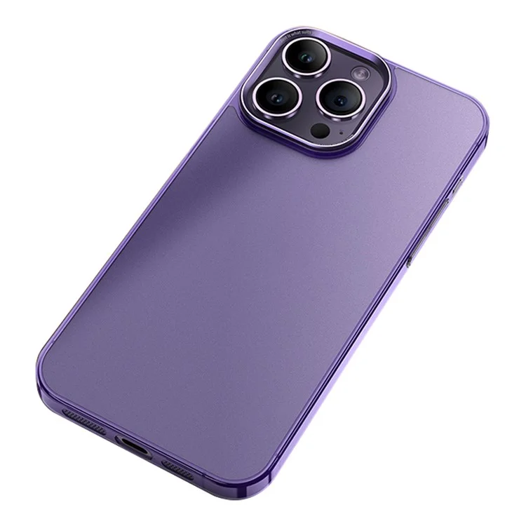 VOERO Para Funda de Teléfono iPhone 15 Pro, Capa Dual de PC + Vidrio Templado, Cubierta Mate - Púrpura