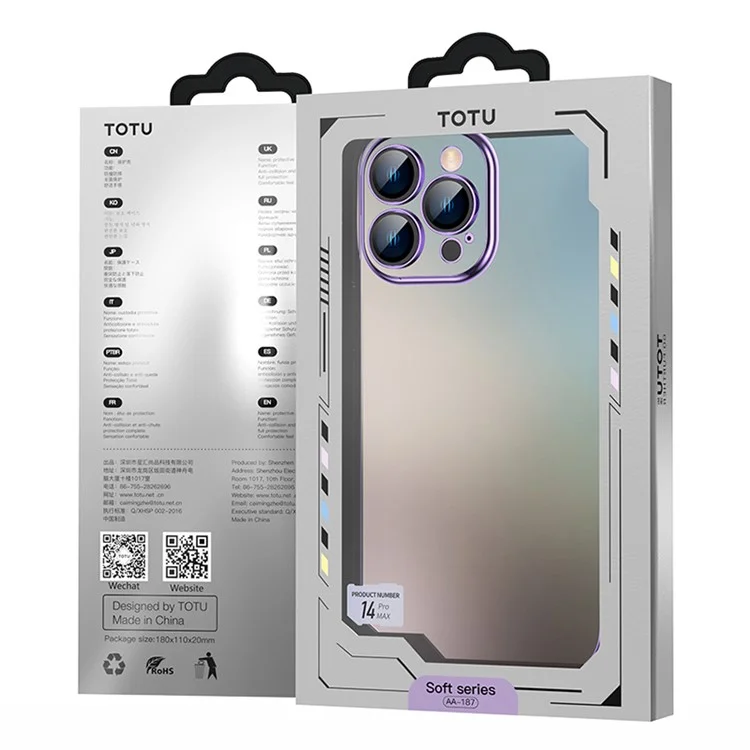 TOTU AA-155 Per iPhone 14 Pro Max Custodia Trasparente in TPU Morbido Placcatura Elettrolitica Cover per Telefono - Viola