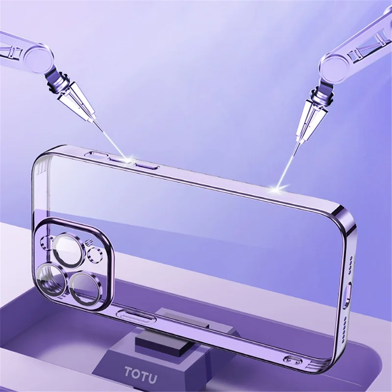 TOTU AA-155 Per iPhone 14 Pro Max Custodia Trasparente in TPU Morbido Placcatura Elettrolitica Cover per Telefono - Viola