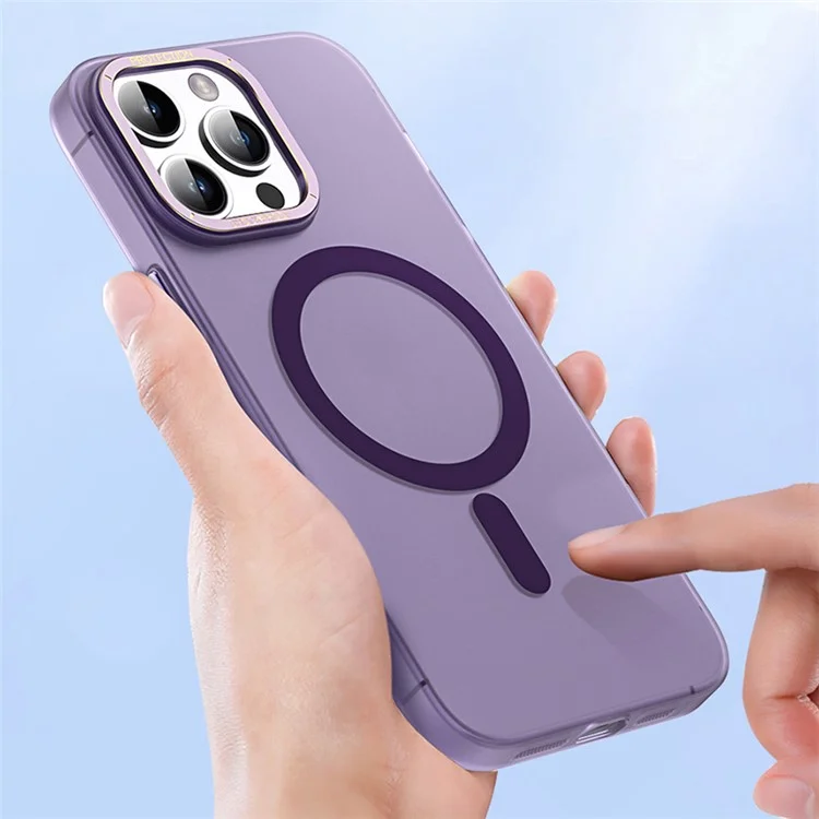 TOTU AA-194 For iPhone 14 Pro Max Case PC+Aluminium Phone Cover Compatible with MagSafe - Transparent Black