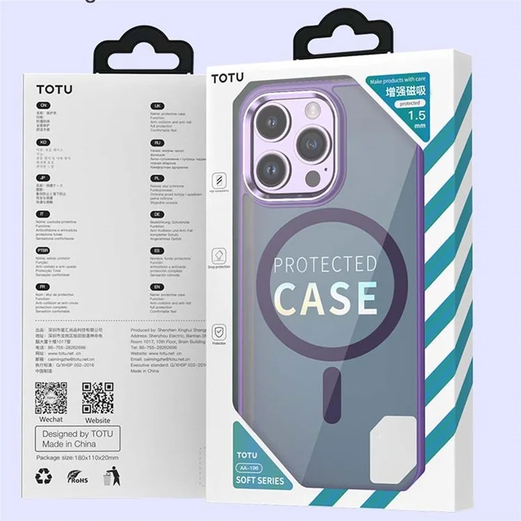 TOTU AA-196 Für iPhone 14 Pro Case Kompatibel mit MagSafe TPU+PC Dual Layer Rückseite - Blau