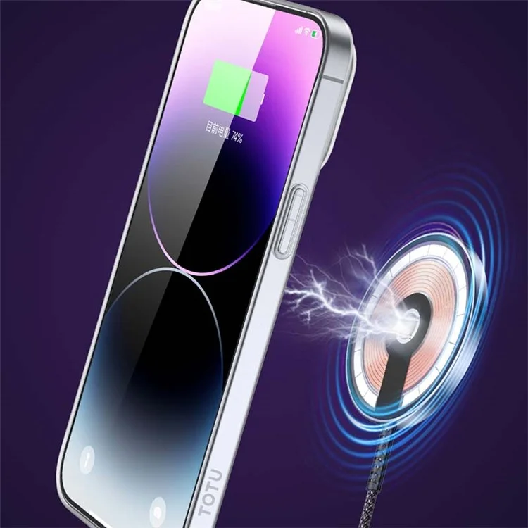 TOTU AA-170 Magnetic Phone Case for iPhone 14 PC Slim Case Compatible with MagSafe - Transparent Purple
