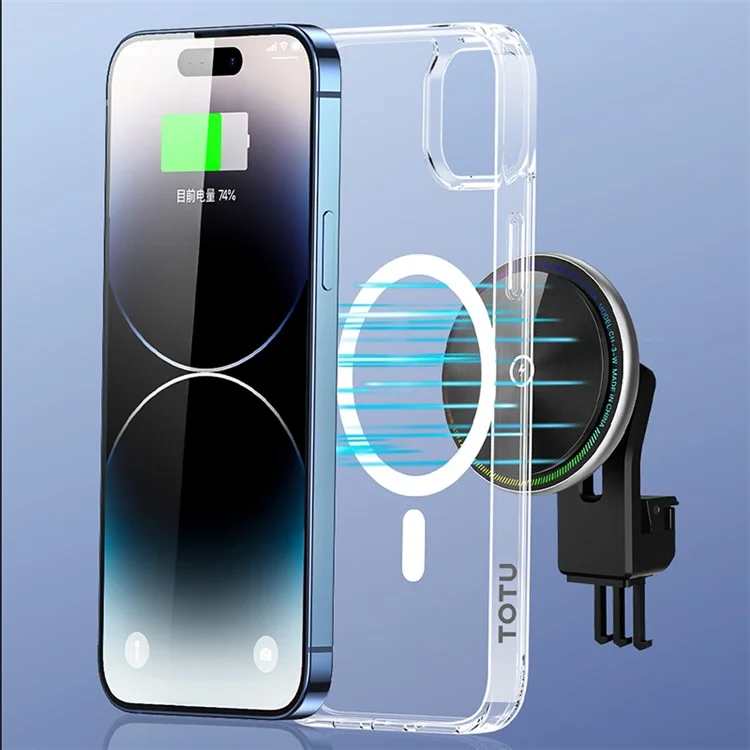 Чехол TOTU PC-04 для iPhone 15 Pro Max Clear Mobile Phone Cover TPU+PC+Magnet Shell, совместимый с MagSafe