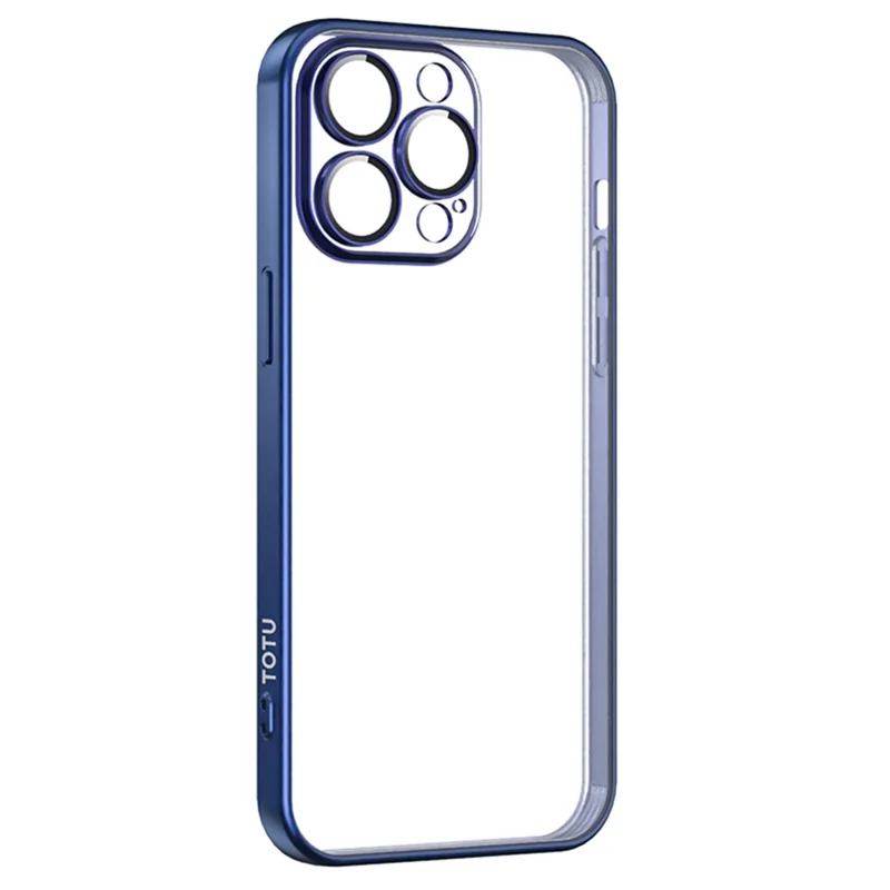 TOTU PC-02 For iPhone 15 Pro Max TPU Case Electroplating Clear Phone Cover - Blue