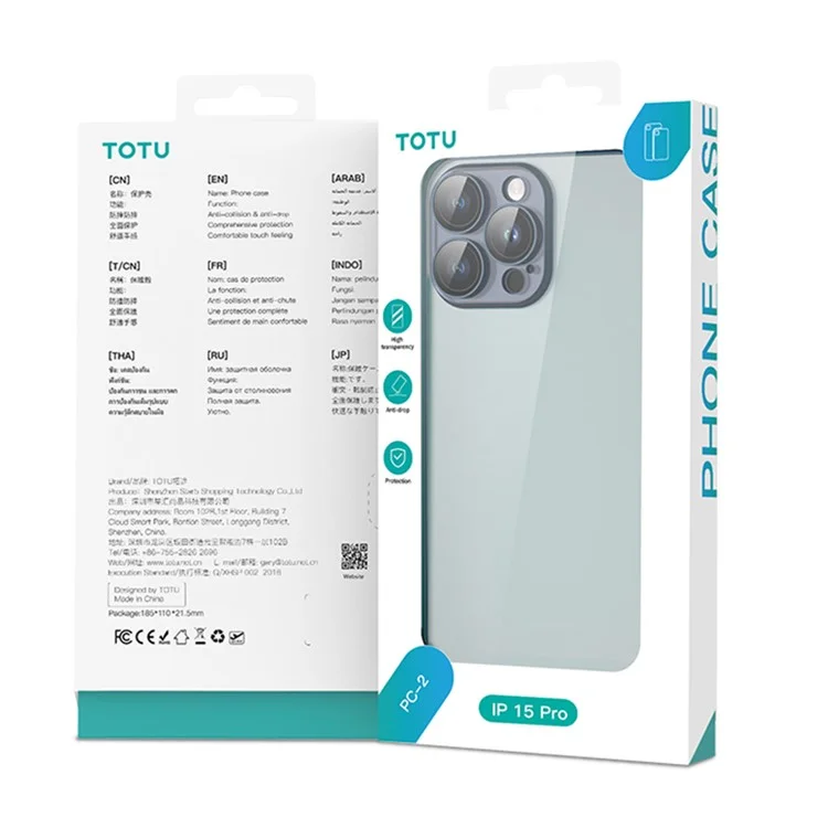 TOTU PC-02 For iPhone 15 Pro Max TPU Case Electroplating Clear Phone Cover - Blue