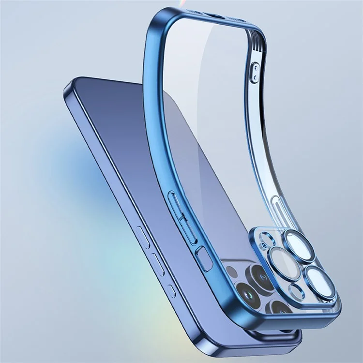 TOTU PC-02 Pour iPhone 15 Pro Max Étui TPU Électroplaqué Transparent Housse de Téléphone - Bleu