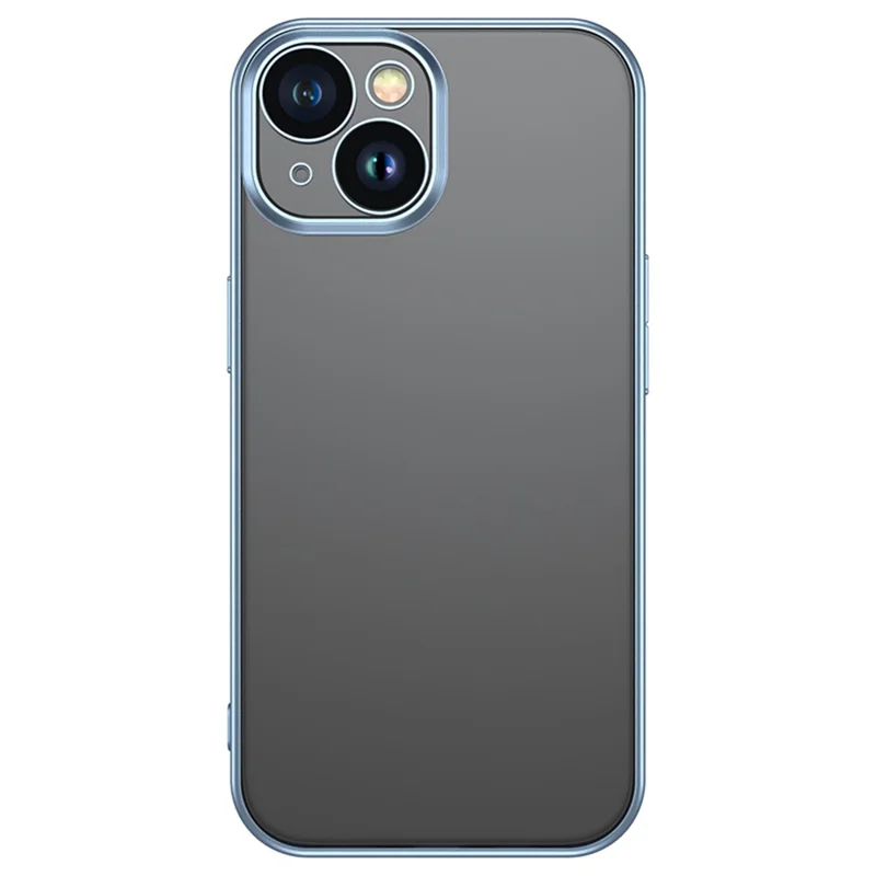 TOTU PC-02 Para Capa de Telefone iPhone 15 Plus Transparente Eletrodepositado Capa TPU - Azul Bebê