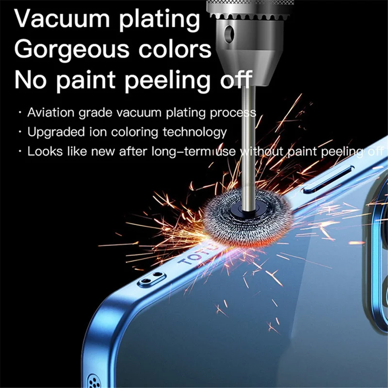 TOTU PC-02 Para Capa de Telefone iPhone 15 Plus Transparente Eletrodepositado Capa TPU - Azul Bebê
