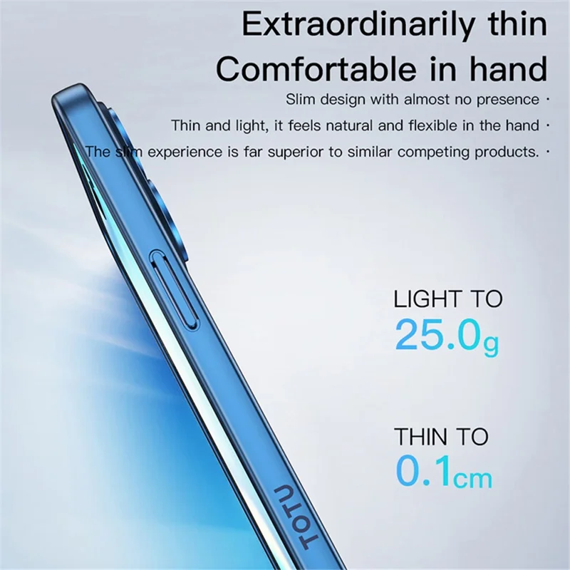 TOTU PC-02 Para Capa de Telefone iPhone 15 Plus Transparente Eletrodepositado Capa TPU - Azul Bebê