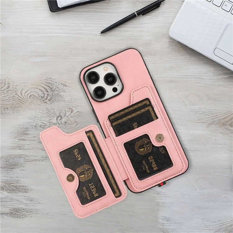 ABEEL Style 01 Funda para iPhone 14 Pro Max Horizontal Flip Card Bag Leather+TPU Funda de teléfono - Rosa