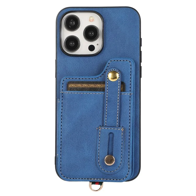 ABEEL Style 01 Rückenschutzhülle für iPhone 15 Pro Max, horizontale Flip-Kartentasche, TPU+Leder-Telefonhülle - Blau
