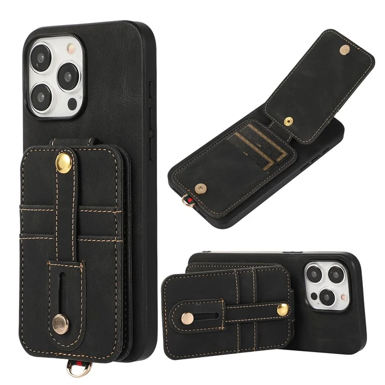 ABEEL Stile 02 Per iPhone 14 Pro Case Flip Verticale Portafoglio in Pelle + Custodia Smartphone TPU - Nero