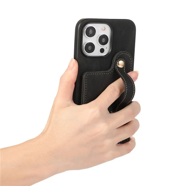ABEEL Style 03 Para iPhone 14 Pro Case Leather+TPU RFID Blocking Card Bag Cellphone Cover - Preto