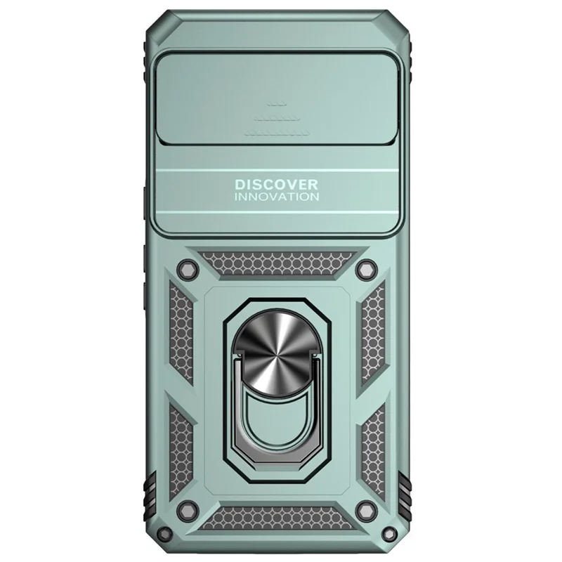 For Google Pixel 8 Pro Case Slide Camera Protection PC+TPU Smartphone Kickstand Cover - Green