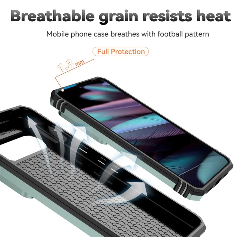 For Google Pixel 8 Pro Case Slide Camera Protection PC+TPU Smartphone Kickstand Cover - Green