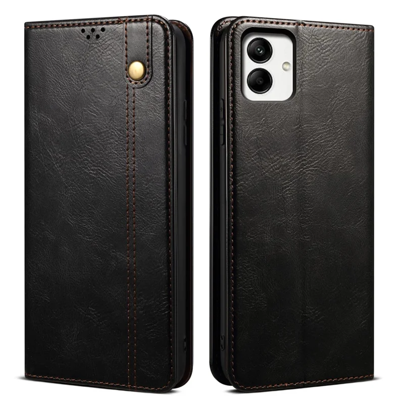 Pour Samsung Galaxy A05 4G Case PU Leather Stand Wallet Leather Phone Cover Shell - Noir