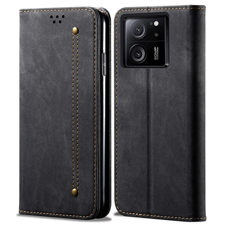 Для Xiaomi Redmi K60 Ultra / 13T Pro / 13T Чехол с ударостойкими углами Кожаный чехол-кошелек - Черный