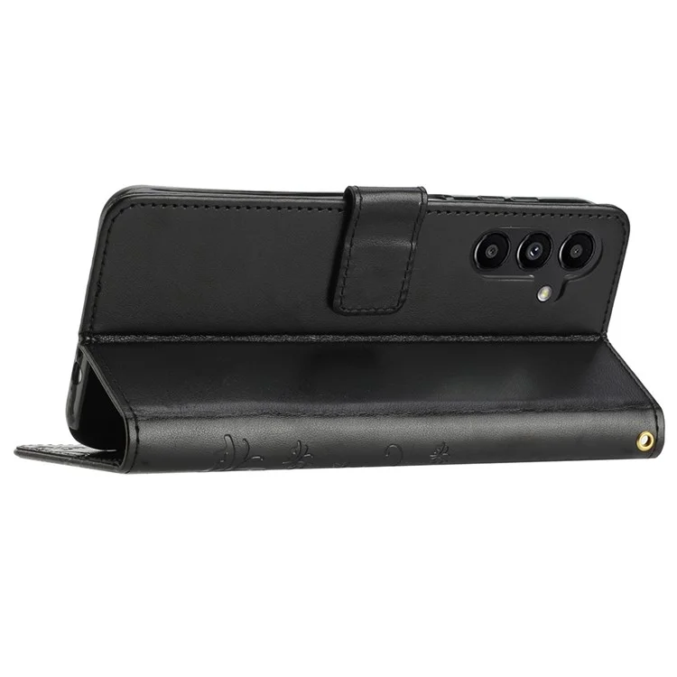 Per Samsung Galaxy A25 5G (Global) (161,0 x 76,5 x 8,3 mm) Custodia Butterfly Imprint Wallet PU Leather Phone Cover - Nero