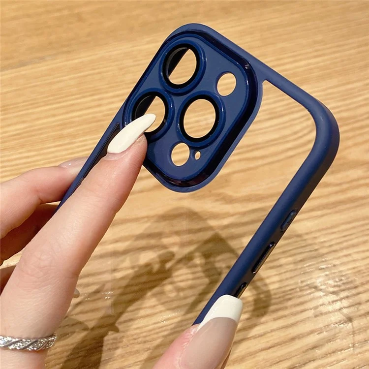 Glass+TPU+PC Shell For iPhone 14 Pro Max Case Clear Phone Cover - Blue