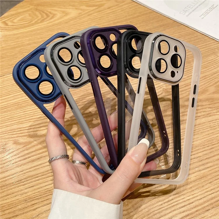 Glass+TPU+PC Shell For iPhone 14 Pro Max Case Clear Phone Cover - Blue