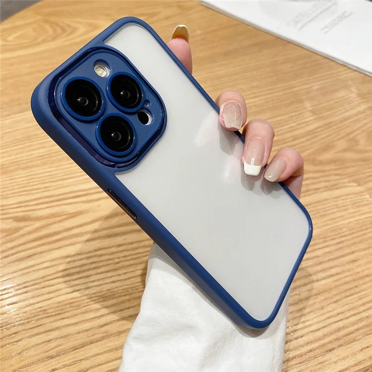 Para iPhone 15 Pro Case Transparente TPU+PC+Cubierta de Teléfono de Vidrio - Azul