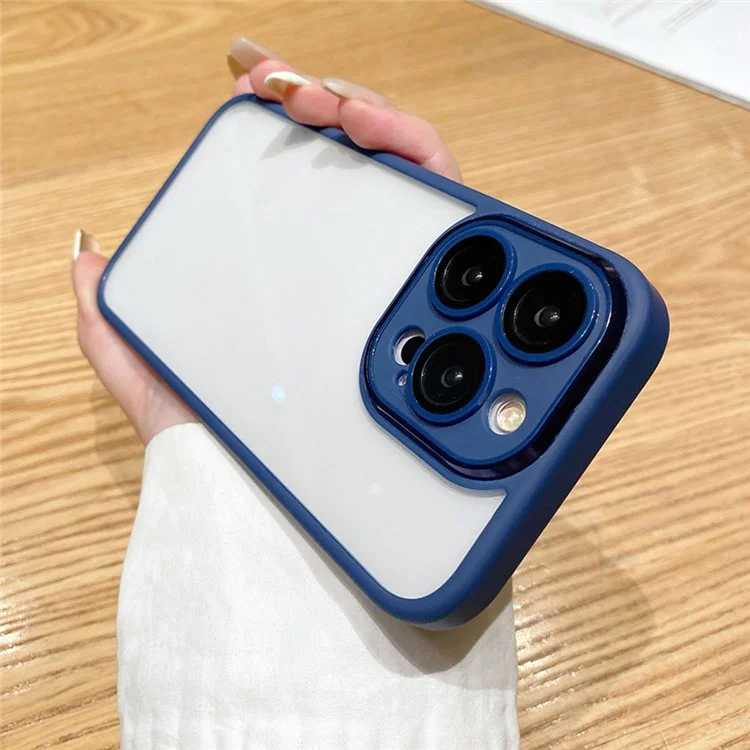Para iPhone 15 Pro Case Transparente TPU+PC+Cubierta de Teléfono de Vidrio - Azul