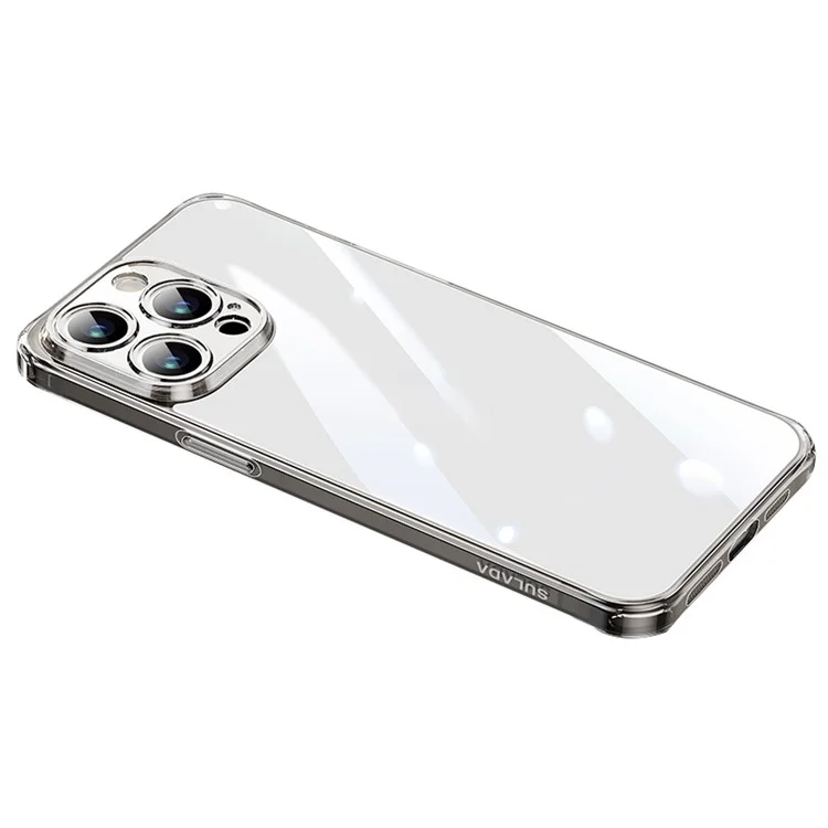 SULADA TPU Frame +Tempered Glass Back Case for iPhone 15 Pro Case Crystal-Clear Phone Cover - Transparent Black