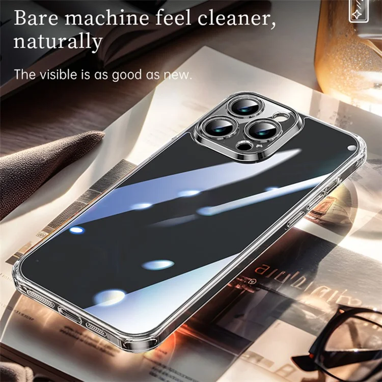 SULADA TPU Frame +Tempered Glass Back Case for iPhone 15 Pro Case Crystal-Clear Phone Cover - Transparent Black