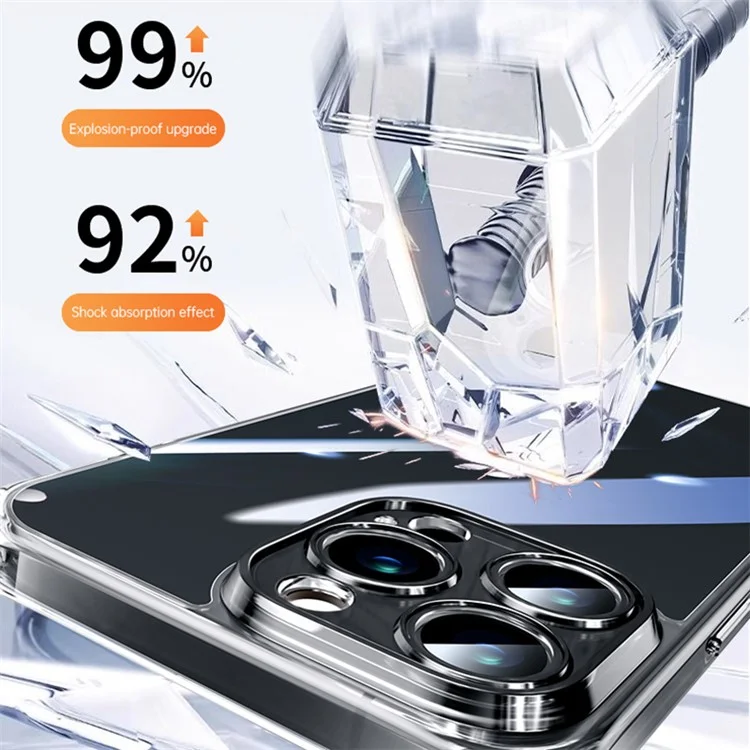 SULADA TPU Frame +Tempered Glass Back Case for iPhone 15 Pro Case Crystal-Clear Phone Cover - Transparent Black