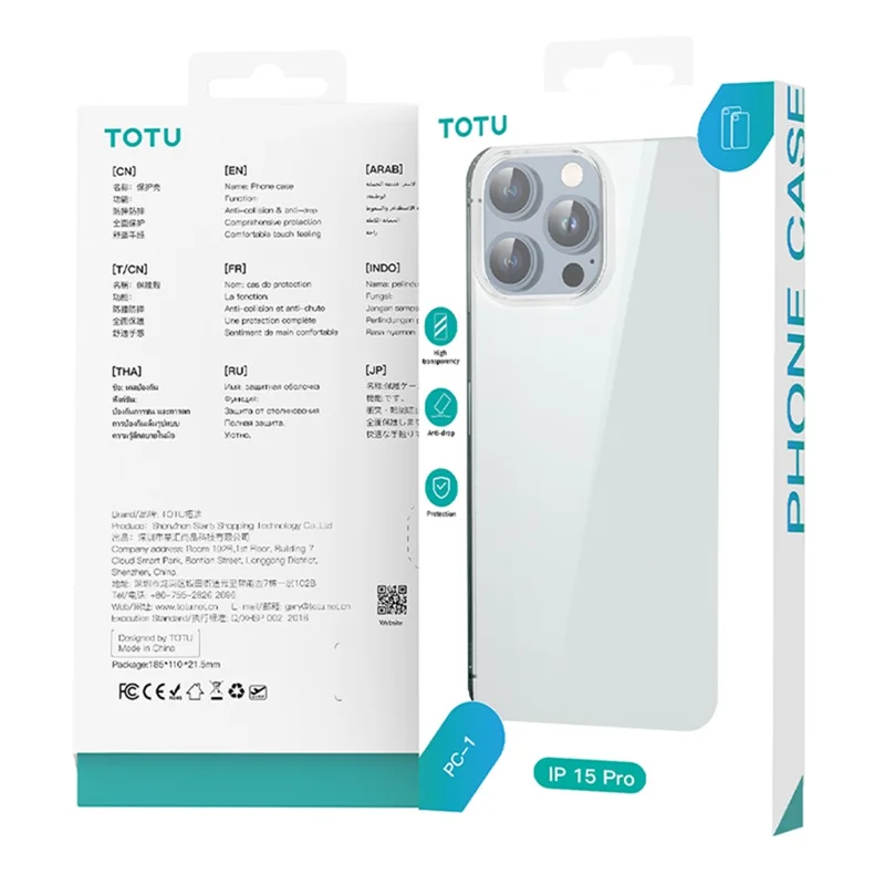 TOTU PC-01 Für iPhone 15 Plus TPU-Hülle Präzise Ausschnitte Verkratzungsbeständige Handyhülle