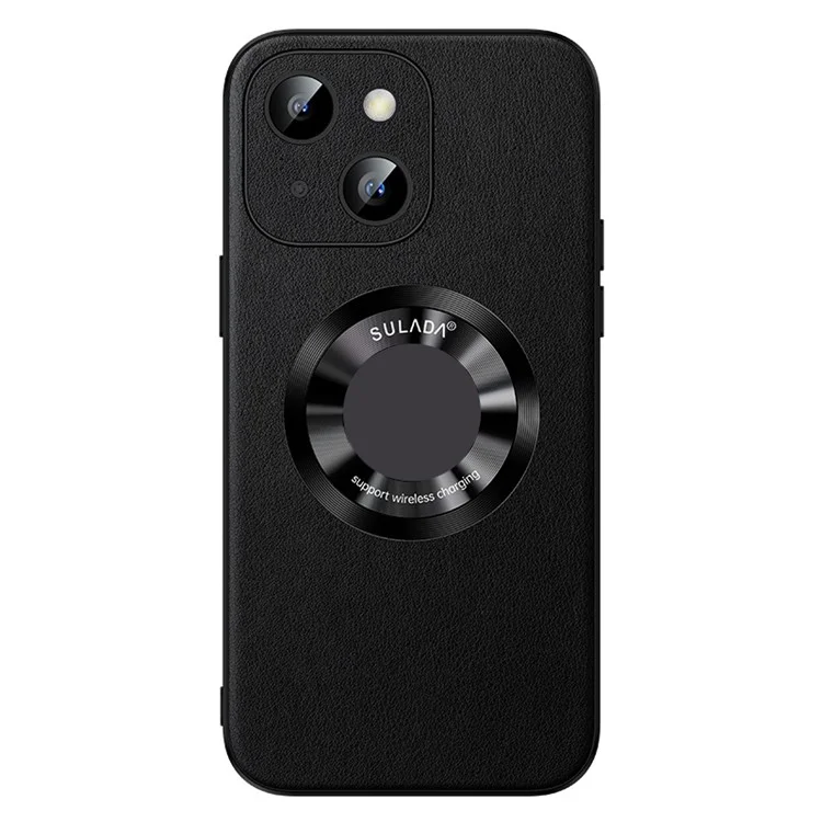 SULADA Para iPhone 15 Plus Funda Magnética de Teléfono Microfiber Leather+TPU a prueba de golpes - Negro